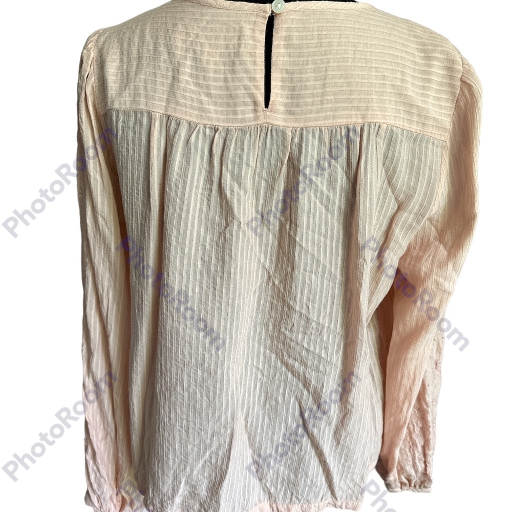 🧡$5 Bundled LOFT Peach Boho Lace Detail Long Sleeve Blouse - Picture 6 of 7